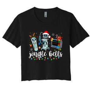 Icu Nurse Christmas Funny Jingle Bells Tech Nursing Er Dept Women's Crop Top Tee