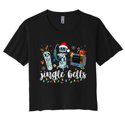 Icu Nurse Christmas Funny Jingle Bells Tech Nursing Er Dept Women's Crop Top Tee