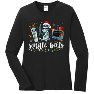 Icu Nurse Christmas Funny Jingle Bells Tech Nursing Er Dept Ladies Long Sleeve Shirt