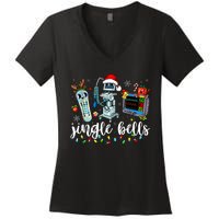 Icu Nurse Christmas Funny Jingle Bells Tech Nursing Er Dept Women's V-Neck T-Shirt