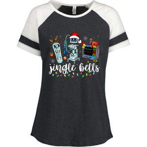 Icu Nurse Christmas Funny Jingle Bells Tech Nursing Er Dept Enza Ladies Jersey Colorblock Tee