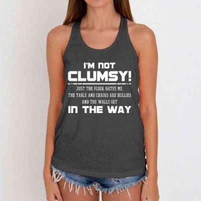 Im Not Clumsy Just The Floor Hates Me Humor Women's Knotted Racerback Tank