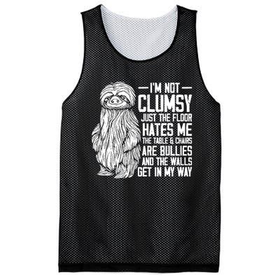 IM Not Clumsy Just The Floor Hates Me Funny Awkward Sloth Mesh Reversible Basketball Jersey Tank