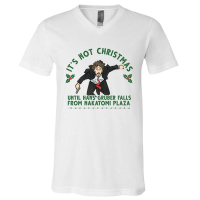 It's Not Christmas Until Hans Gruber Falls From Nakatomi Plaza V-Neck T-Shirt