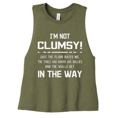 Im Not Clumsy Sarcastic Women Funny Saying Women's Racerback Cropped Tank