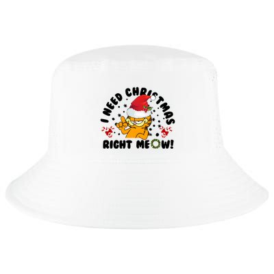 I Need Christmas Right Meow Funny Santa Cat Cool Comfort Performance Bucket Hat