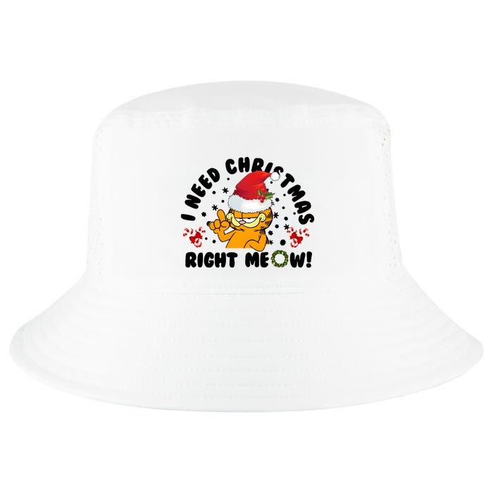 I Need Christmas Right Meow Funny Santa Cat Cool Comfort Performance Bucket Hat