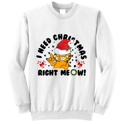 I Need Christmas Right Meow Funny Santa Cat Sweatshirt