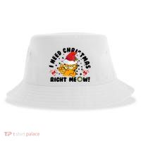 I Need Christmas Right Meow Funny Santa Cat Sustainable Bucket Hat