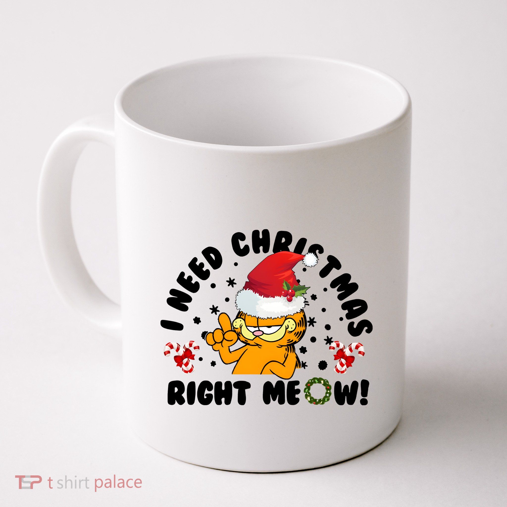 I Need Christmas Right Meow Funny Santa Cat Mug