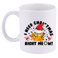 I Need Christmas Right Meow Funny Santa Cat 11oz C Handle Ceramic Mug