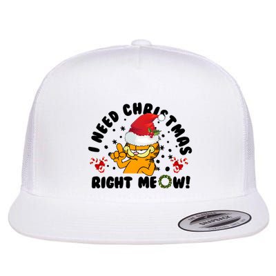 I Need Christmas Right Meow Funny Santa Cat Flatbill Hat