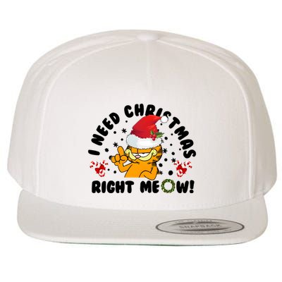 I Need Christmas Right Meow Funny Santa Cat Wool Snapback Cap