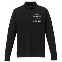 Im Not Clumsy Sarcastic Funny Saying Performance Long Sleeve Polo