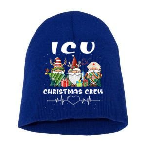 Icu Nurse Christmas Crew Cute Gnomes Christmas Nurse Scrubs Gift Short Acrylic Beanie