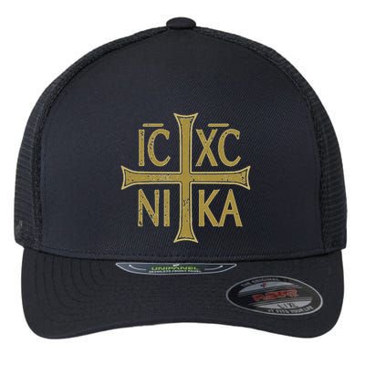 Icxc Nika Christogram Cross Orthodox Christian Discreet Flexfit Unipanel Trucker Cap