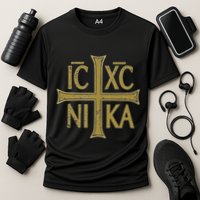 Icxc Nika Christogram Cross Orthodox Christian Discreet Cooling Performance Crew T-Shirt