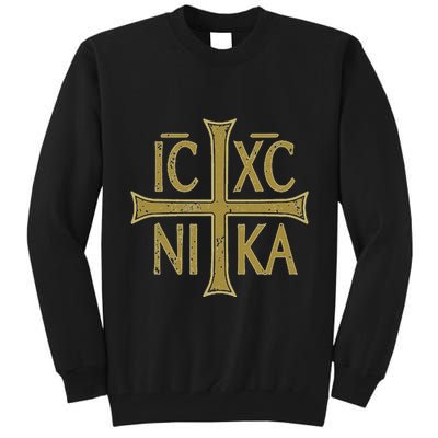 Icxc Nika Christogram Cross Orthodox Christian Discreet Tall Sweatshirt