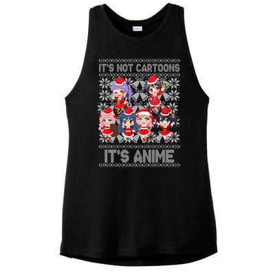 Its Not Cartoons Its Anime Ugly Christmas Ladies PosiCharge Tri-Blend Wicking Tank