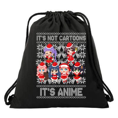Its Not Cartoons Its Anime Ugly Christmas Drawstring Bag