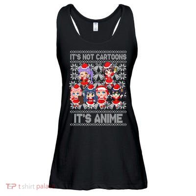 Its Not Cartoons Its Anime Ugly Christmas Ladies Essential Flowy Tank