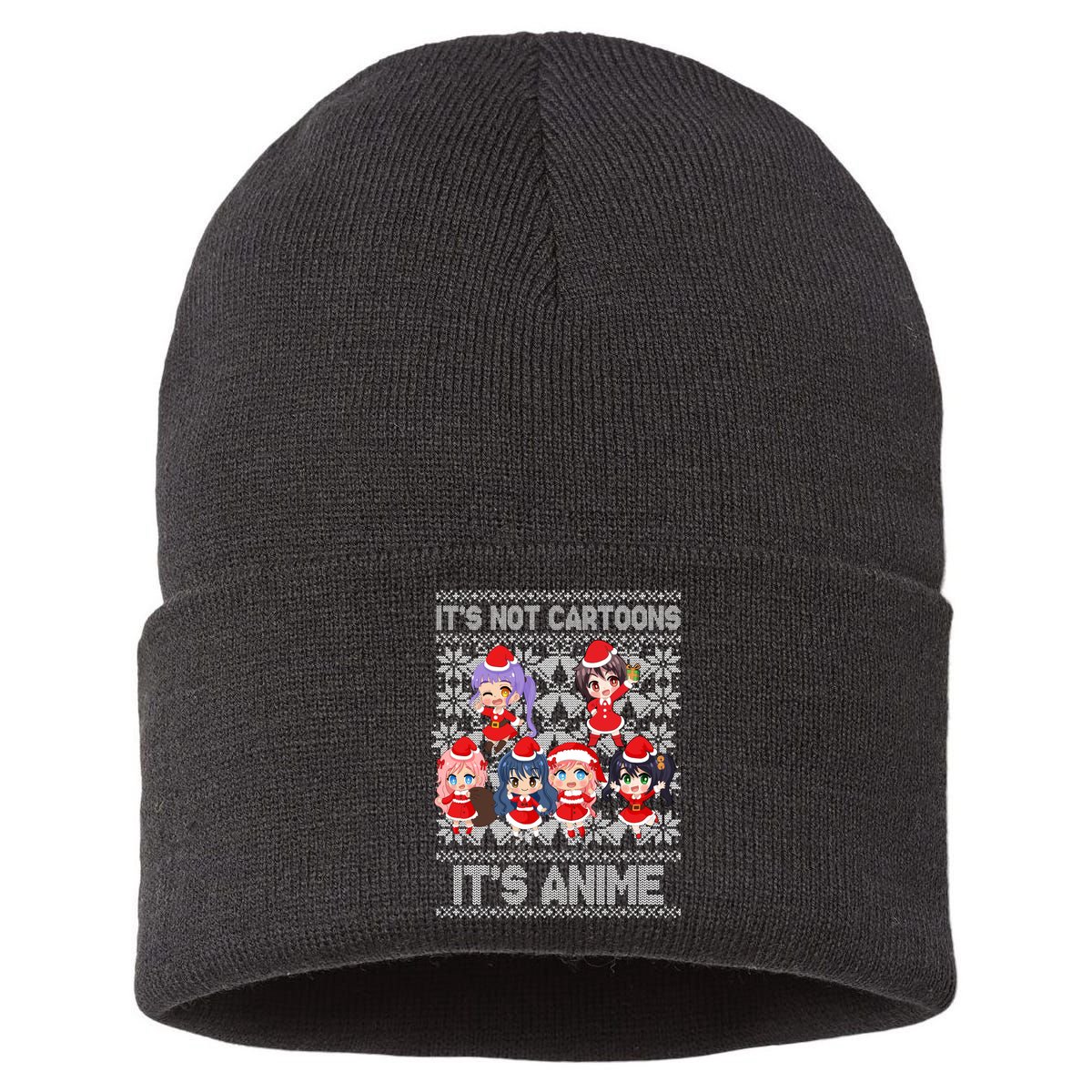 Its Not Cartoons Its Anime Ugly Christmas Sustainable Knit Beanie
