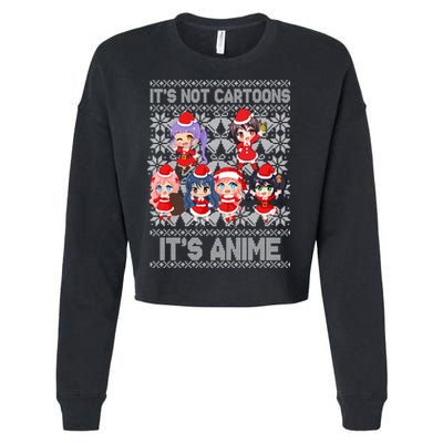 Its Not Cartoons Its Anime Ugly Christmas Cropped Pullover Crew