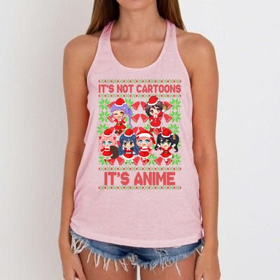 Its Not Cartoons Its Anime Ugly Christmas Women's Knotted Racerback Tank