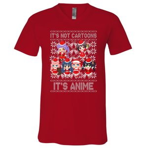 Its Not Cartoons Its Anime Ugly Christmas V-Neck T-Shirt