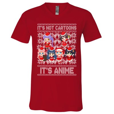 Its Not Cartoons Its Anime Ugly Christmas V-Neck T-Shirt