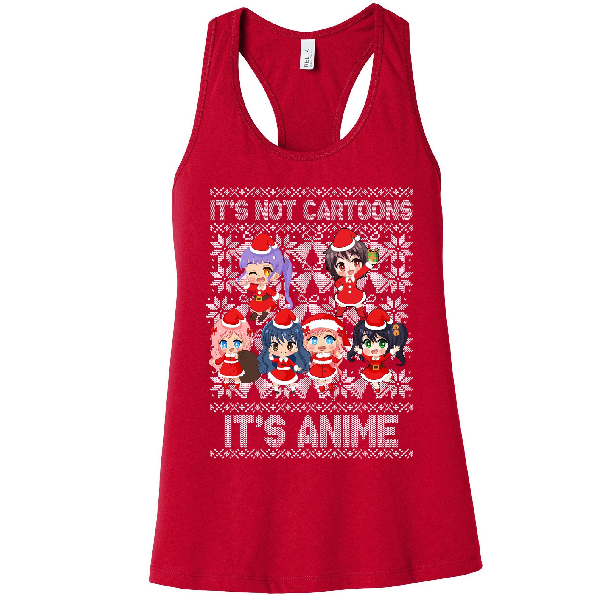 Its Not Cartoons Its Anime Ugly Christmas Womens Tank Top