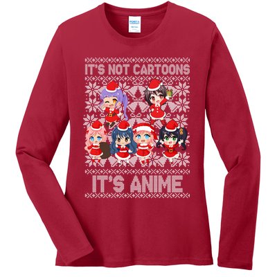 Its Not Cartoons Its Anime Ugly Christmas Ladies Long Sleeve Shirt