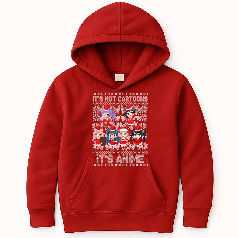 Its Not Cartoons Its Anime Ugly Christmas Kids Hoodie