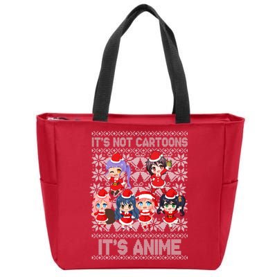 Its Not Cartoons Its Anime Ugly Christmas Zip Tote Bag