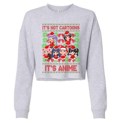 Its Not Cartoons Its Anime Ugly Christmas Cropped Pullover Crew