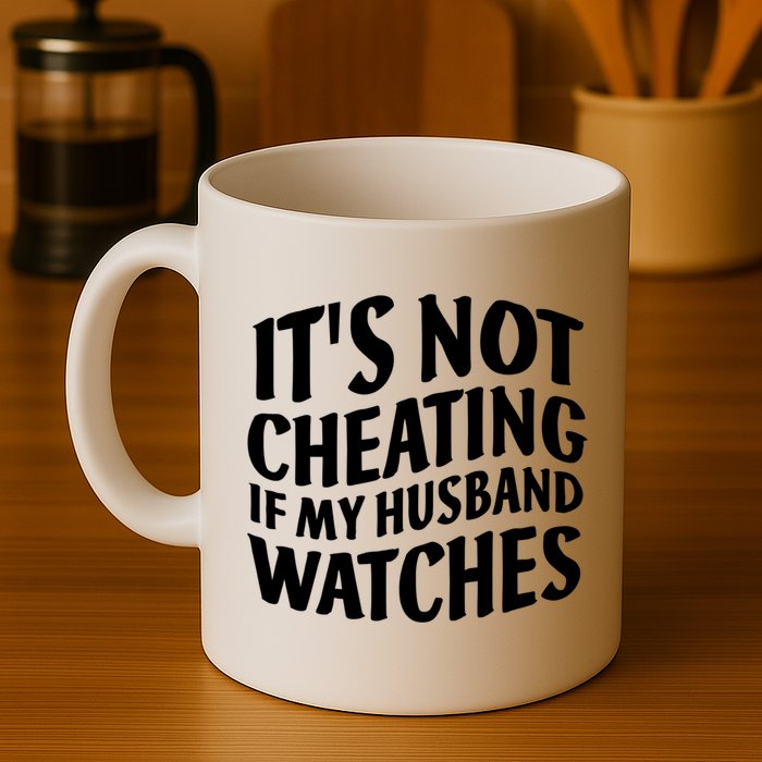 It's Not Cheating If My Husband Watches Funny Saying Mug