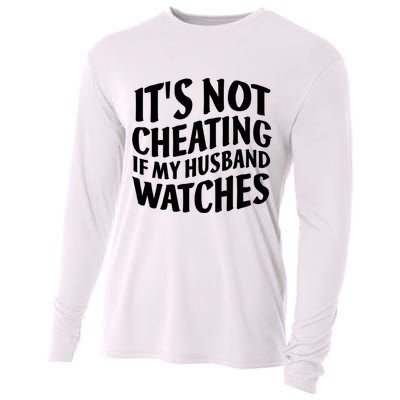 It's Not Cheating If My Husband Watches Funny Saying Cooling Performance Long Sleeve Crew