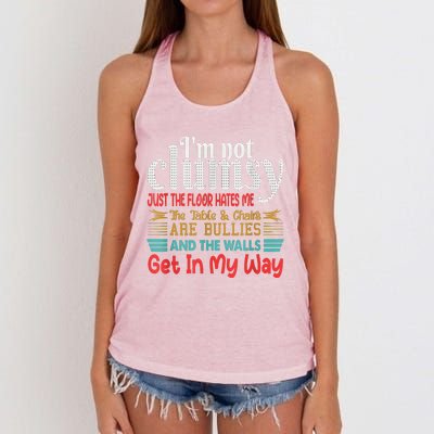 Im Not Clumsy Sarcastic Funny Saying Women's Knotted Racerback Tank