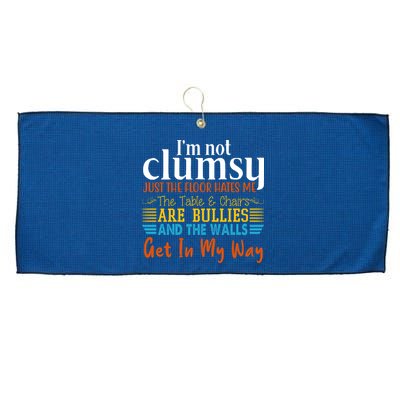 Im Not Clumsy Just The Floor Hates Me Funny Large Microfiber Waffle Golf Towel