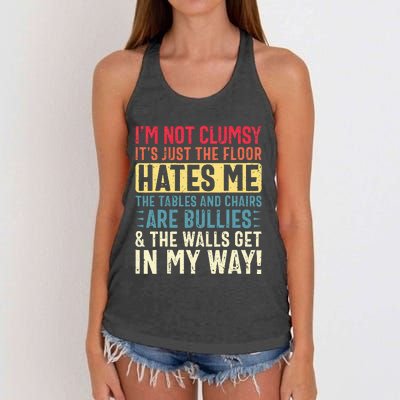 Im Not Clumsy Sarcastic Funny Clumsy Women's Knotted Racerback Tank