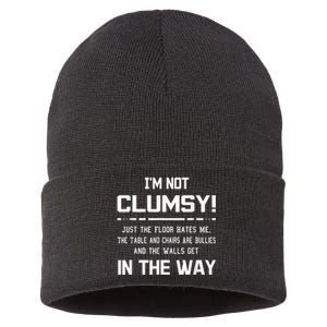 Im Not Clumsy Sarcastic Women Men Boy Girl Funny Saying Sustainable Knit Beanie