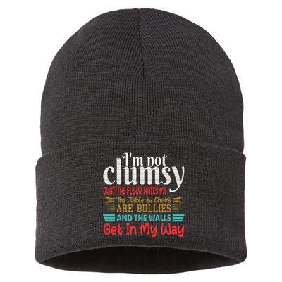 Im Not Clumsy Sarcastic Funny Saying Sustainable Knit Beanie