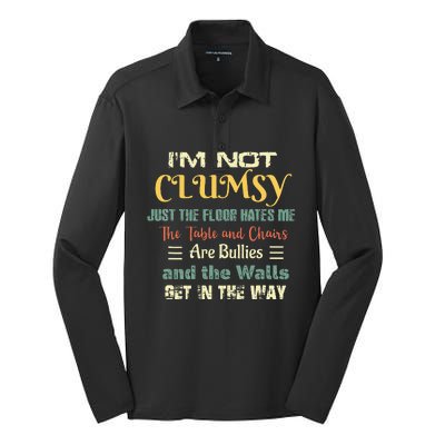 Im Not Clumsy Funny Sayings Sarcastic Men Women Girls Silk Touch Performance Long Sleeve Polo