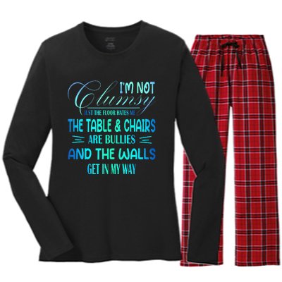 I'm Not Clumsy Sarcastic Wo Funny Saying Women's Long Sleeve Flannel Pajama Set 