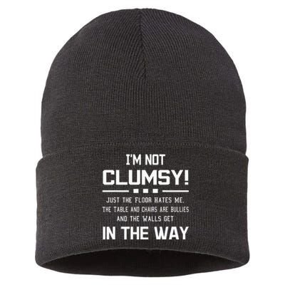 Im Not Clumsy Sarcastic Women Men Girls Funny Saying Sustainable Knit Beanie