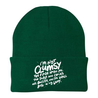 Im Not Clumsy The Floor Hates Me Funny Quote Humor Saying Knit Cap Winter Beanie