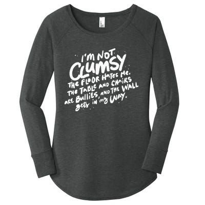 Im Not Clumsy The Floor Hates Me Funny Quote Humor Saying Women's Perfect Tri Tunic Long Sleeve Shirt