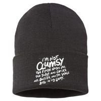 Im Not Clumsy The Floor Hates Me Funny Quote Humor Saying Sustainable Knit Beanie