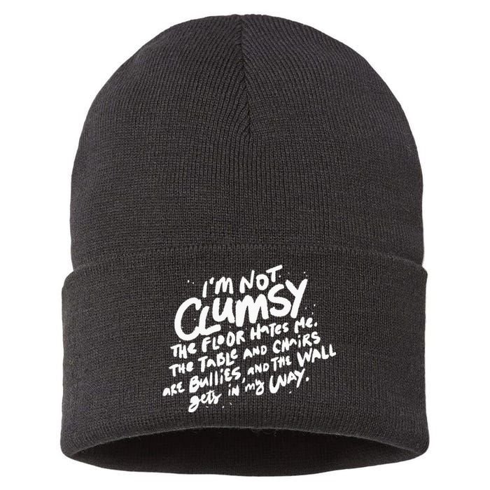 Im Not Clumsy The Floor Hates Me Funny Quote Humor Saying Sustainable Knit Beanie