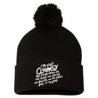 Im Not Clumsy The Floor Hates Me Funny Quote Humor Saying Pom Pom 12in Knit Beanie